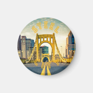 Pittsburgh Steel City Skyline 412 Pennsylvania kan Magnet