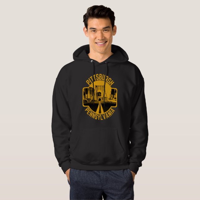 Pittsburgh Steel City Skyline Bridge Pennsylvania  Hoodie (Hel framsida)