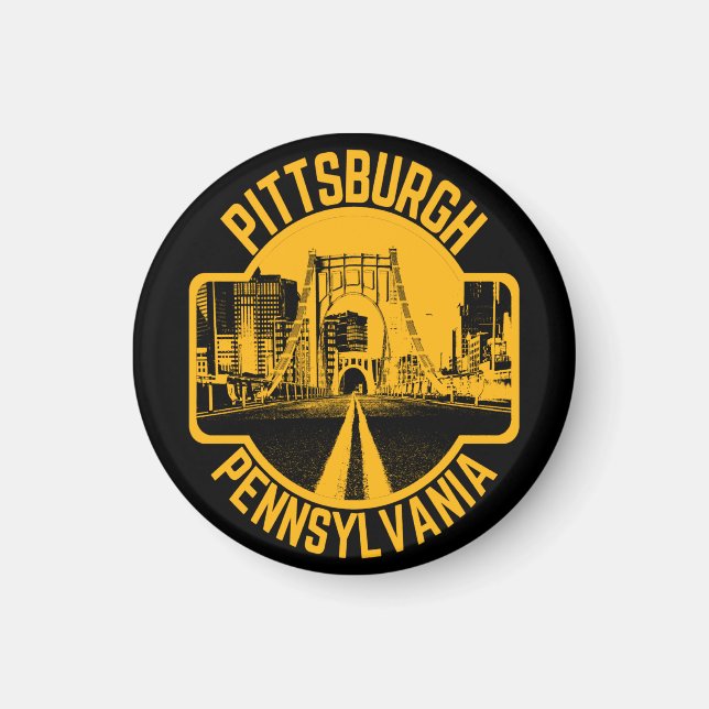 Pittsburgh Steel City Skyline Bridge Pennsylvania  Magnet (Framsidan)