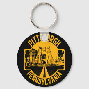 Pittsburgh Steel City Skyline Bridge Pennsylvania Nyckelring