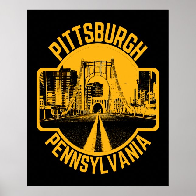 Pittsburgh Steel City Skyline Bridge Pennsylvania Poster (Framsidan)