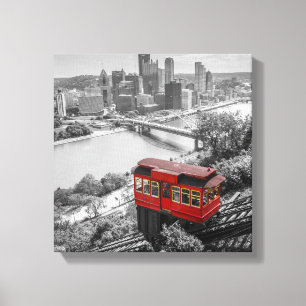 Pittsburgh Steel City Skyline Incline Fotography Canvastryck