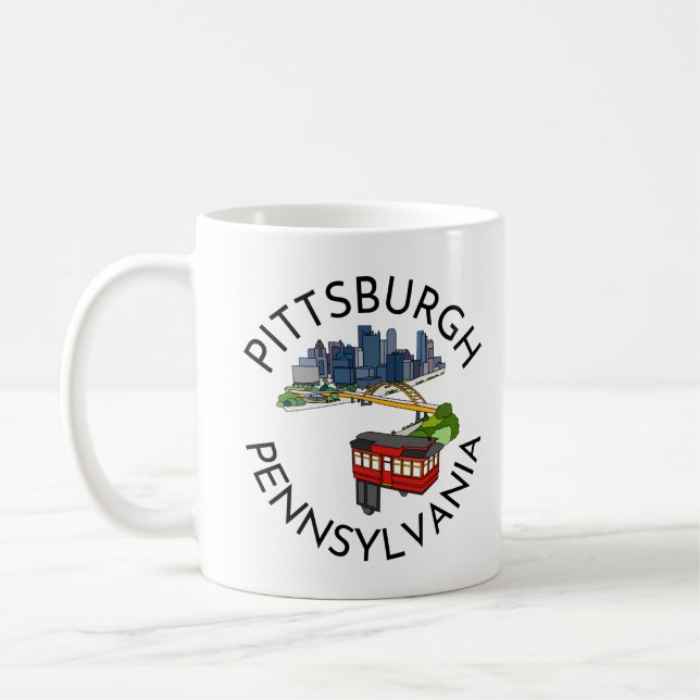 Pittsburgh Steel City Skyline Incline Pennsylvania Kaffemugg (Vänster)