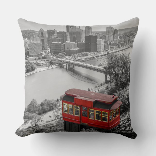 Pittsburgh Steel City Skyline Incline Pennsylvania Kudde (Framsida)