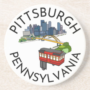 Pittsburgh Steel City Skyline Incline Pennsylvania Underlägg