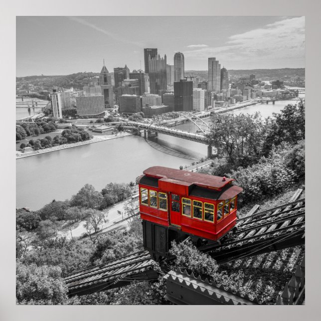 Pittsburgh Steel City Skyline Incline Photography Poster (Framsidan)