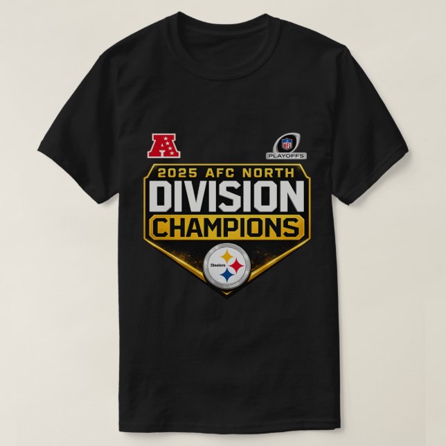 Pittsburgh Steelers 2025 AFC North Champions T Shirt (Design framsida)