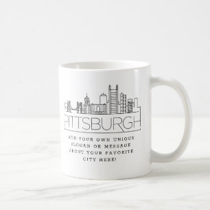 Pittsburgh Stylized Skyline Anpassningsbar Sloga Kaffemugg