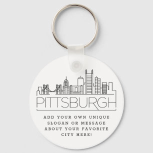 Pittsburgh Stylized Skyline Anpassningsbar Sloga Nyckelring