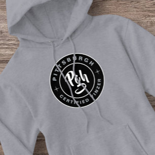 Pittsburgh svart vit Yinzer Vintage Pgh Hoodie