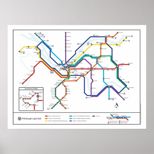 Pittsburgh Transit Karta Poster (Framsidan)