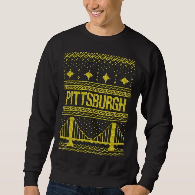 Pittsburgh Ugly jul Sweater Lång Ärmad Tröja (Framsida)
