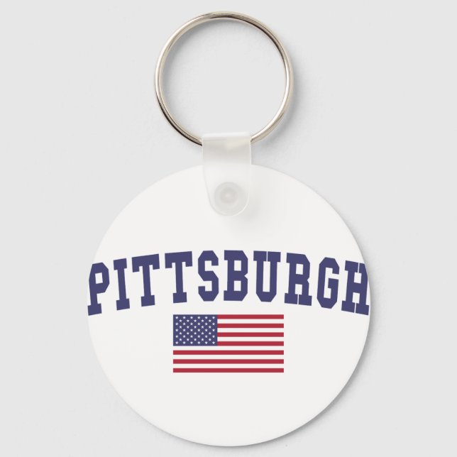 Pittsburgh US Flagga Nyckelring (Framsida)
