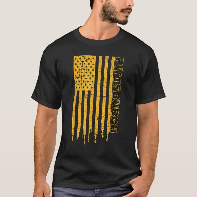 Pittsburgh USA Flag Patriotic American City Of Pit T Shirt (Framsida)