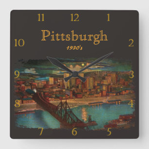 Pittsburgh vid månsken30-talanpassningsbar fyrkantig klocka