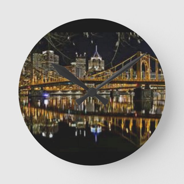 PITTSBURGH WALL CLOCK RUND KLOCKA (Framsida)