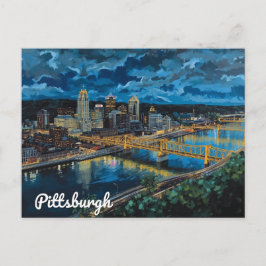 Pittsburgh Yellow Bridges City Art Vykort