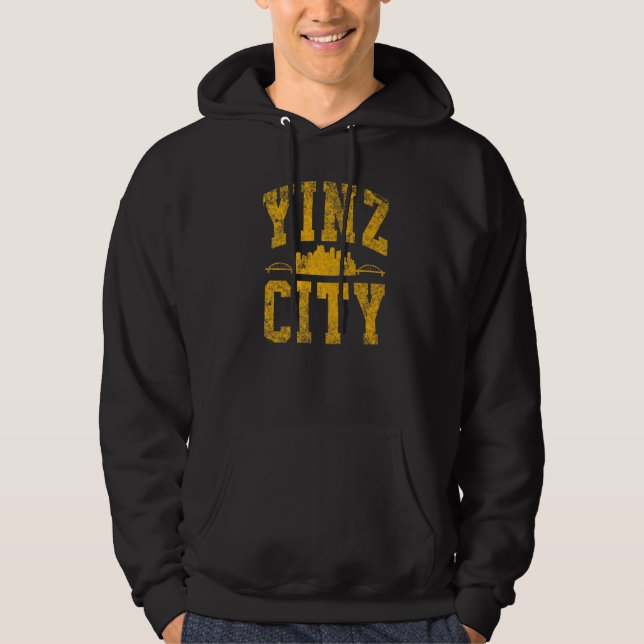 Pittsburgh Yinz  Yinzer Steel City Skyline 412 Hom Hoodie (Framsida)