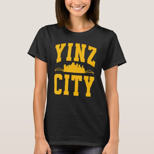 Pittsburgh Yinz Yinzer Steel City Skyline 412 Hom T Shirt (Framsida)
