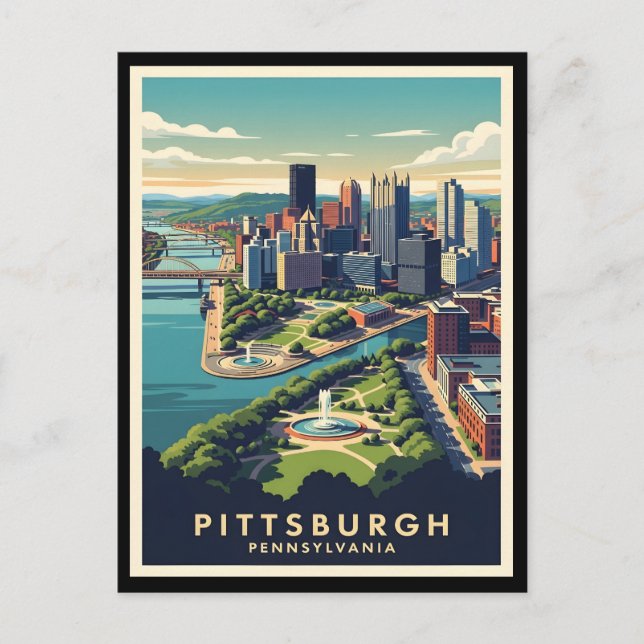 Pittsburghs, Pennsylvanias skyline Vykort (Framsida)