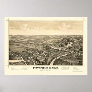 Pittsfield, ME Panoramic Karta - 1889 Poster