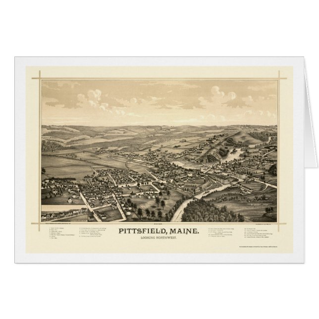 Pittsfield MIG panorama- karta - 1889 Hälsningskort (Framsidan Horizontal)