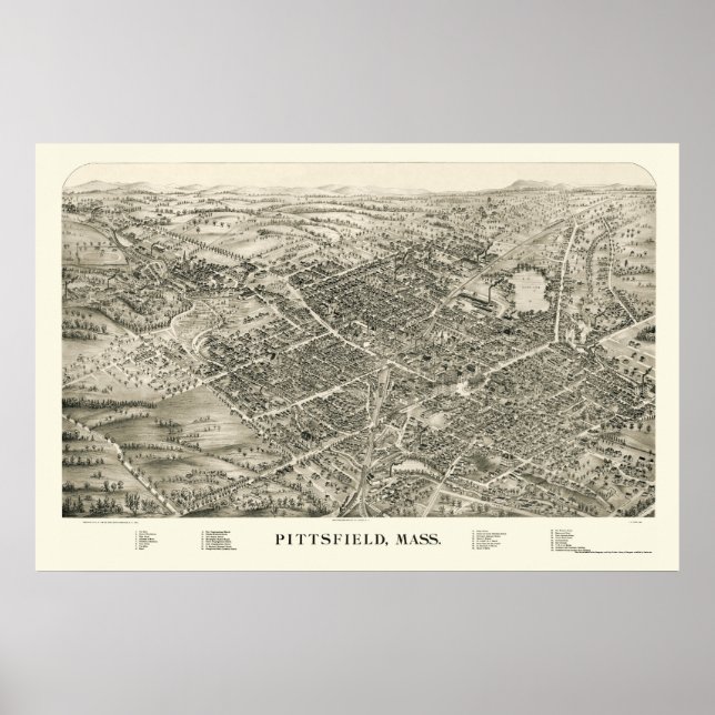 Pittsfield, MORSA Panoramic Karta - 1899 Poster (Framsidan)
