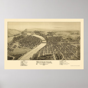 Pittston panorama- karta för PA - 1892 Poster