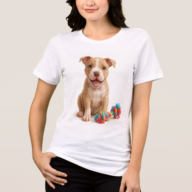 Pitty Party - Pitbull Puppy med färgfull Rope Leks T Shirt (Framsida)