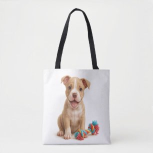 Pitty Party - Pitbull Puppy med färgfull Rope Leks Tygkasse