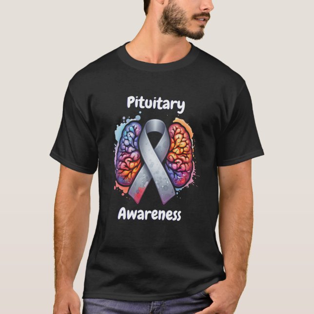 Pituitära besvär | Grått Awareness Ribbbon T Shirt (Framsida)