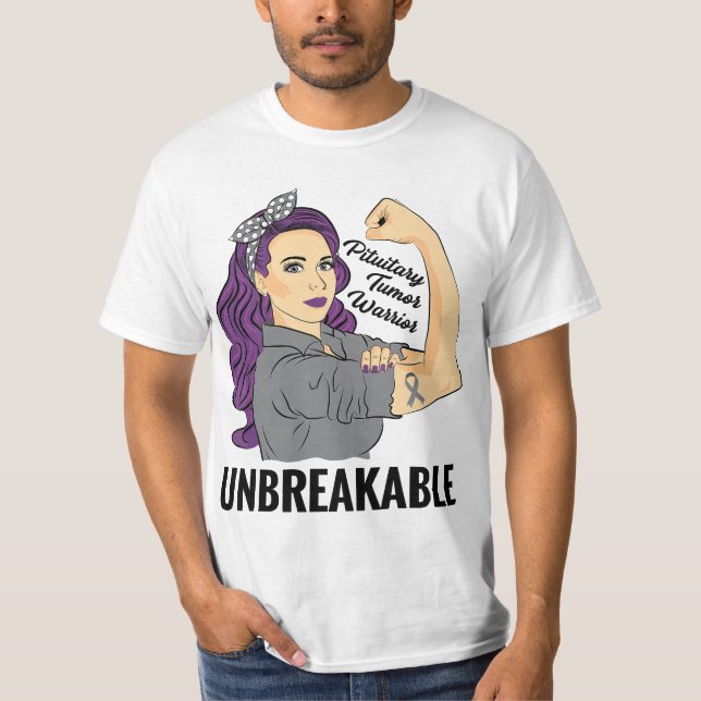 Pituitary Tumor Warrior Unbreakable Gland Awarenes T Shirt (Framsida)