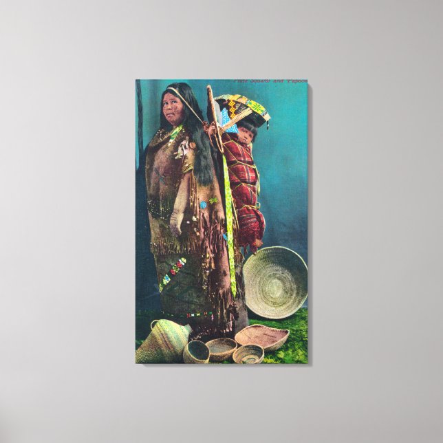 Piuta Native Mor och Child in a Papoose Canvastryck (Framsida)