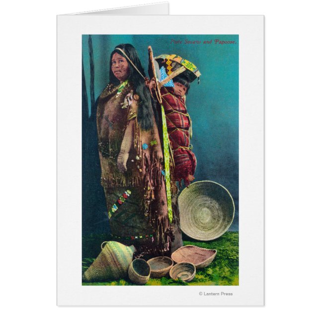 Piuta Native Mor och Child in a Papoose Hälsningskort (Framsidan)