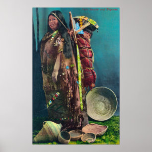 Piuta Native Mor och Child in a Papoose Poster