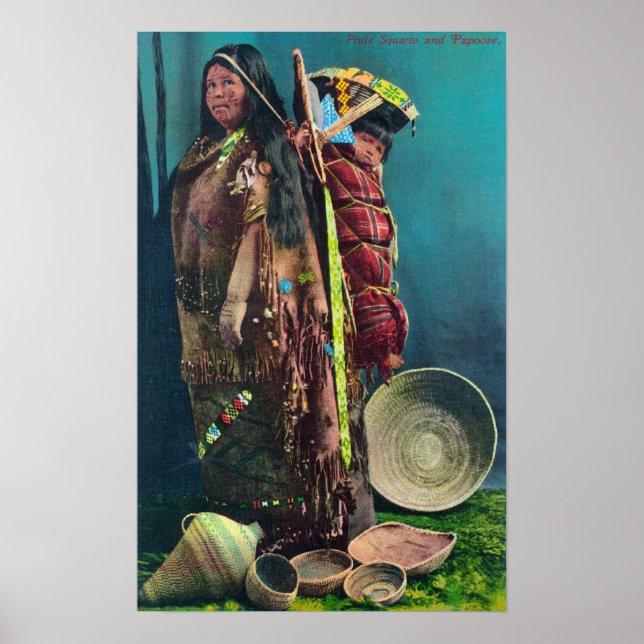 Piuta Native Mor och Child in a Papoose Poster (Framsidan)