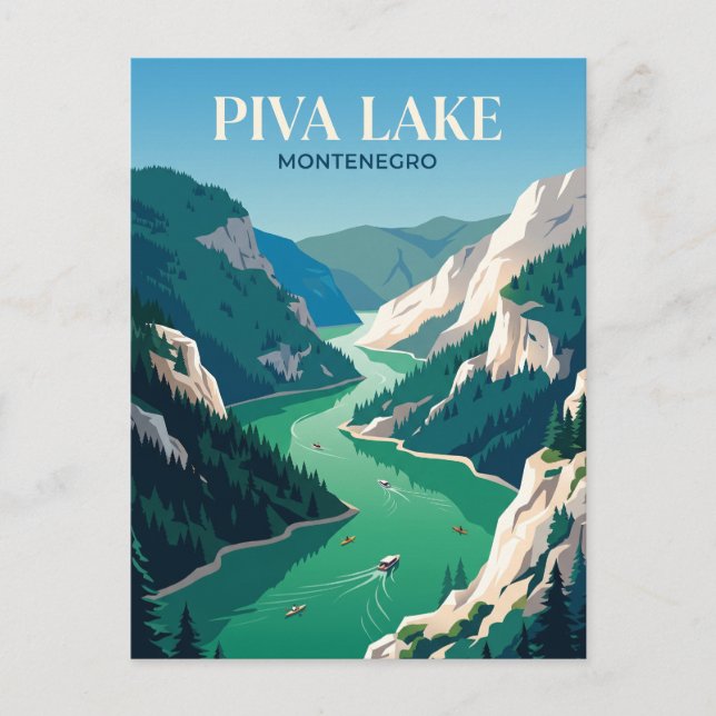 Piva sjö Montenegro Vykort (Framsida)