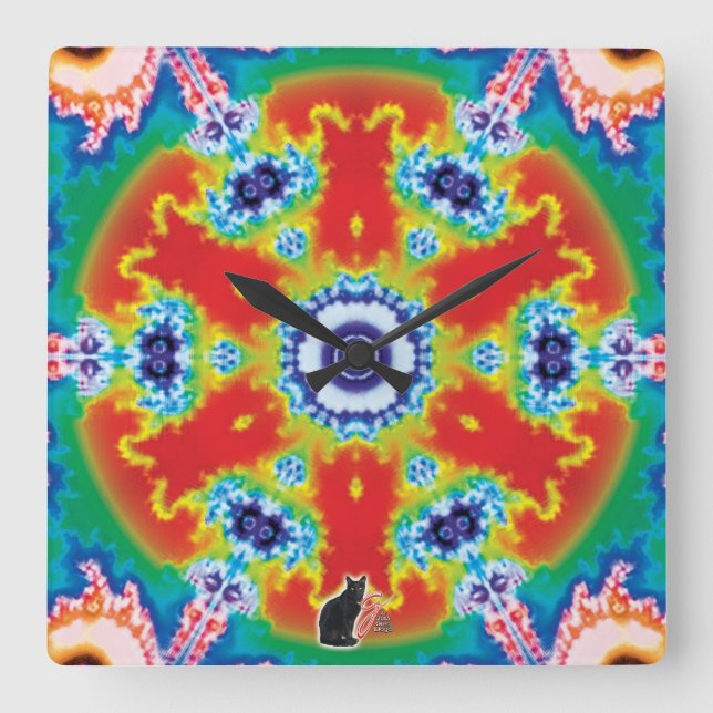 Pivitol Kaleidoscope Fyrkantig Klocka (Framsida)