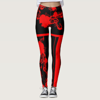 pivoine rouge leggings