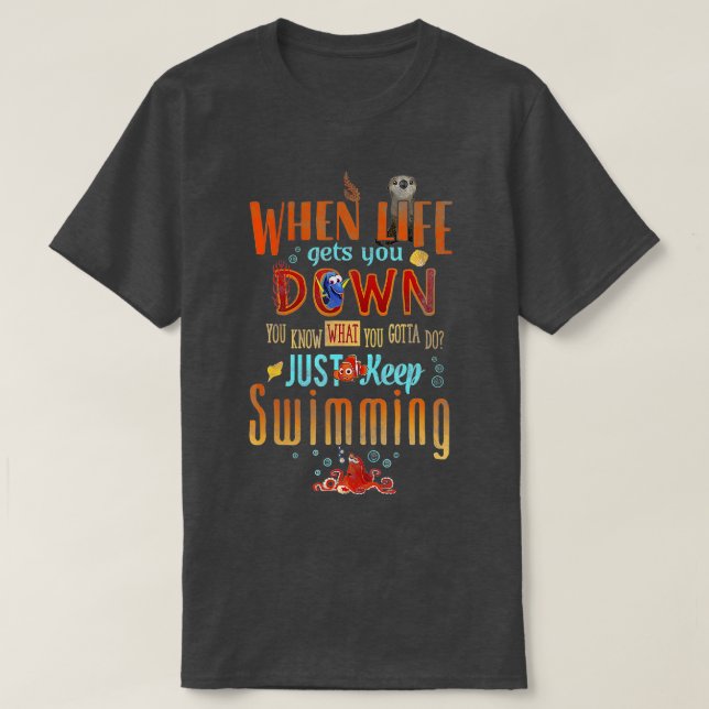 Pixar Findory Behålla Swimming Life Quote T Shirt (Design framsida)