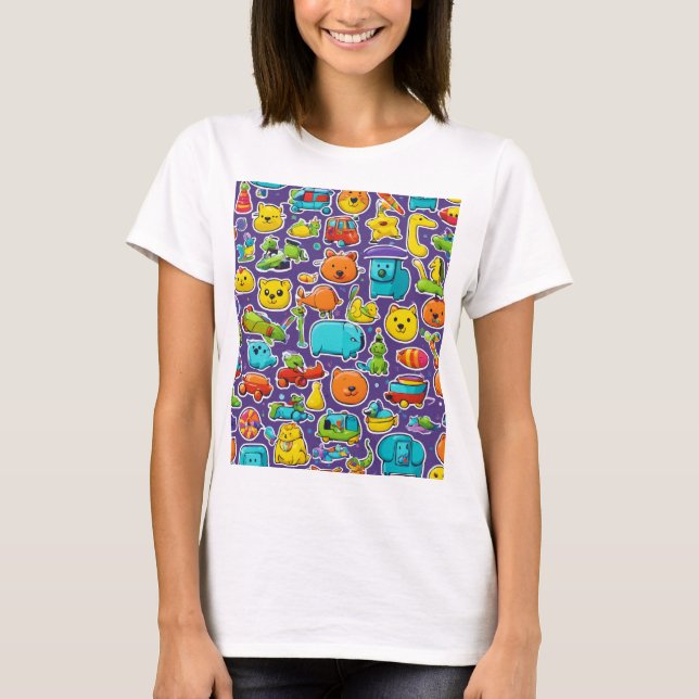 "Pixar-Inspired Pet Leksak T-Shirt - Bright Minima (Framsida)