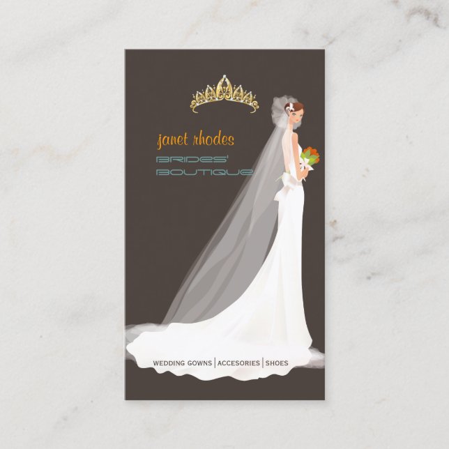 PixDez brides boutique/mörk taupe/teal/orange Visitkort (Framsida)