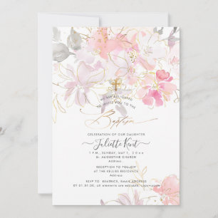 PixDezin Watercolor Blush Sweetpeas Dopnamn Inbjudningar