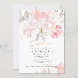 PixDezin Watercolor  Sweetpeas Christening Inbjudningar