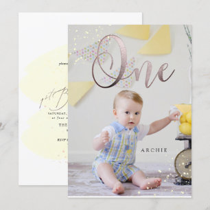 PixDezine 1ST Birthday Watercolor Inbjudningar