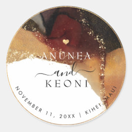 PixDezine Abstrakt Bläck Alcohol Faux Guld Runt Klistermärke