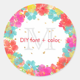 PixDezine Aloha Hibiscus Llei/DIY-bakgrund färg Runt Klistermärke