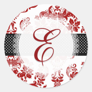 PixDezine augusta damask/monogram/diy färg Runt Klistermärke