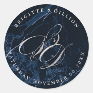 PixDezine DIY/Midnight Blue Marble/Faux Silver Runt Klistermärke