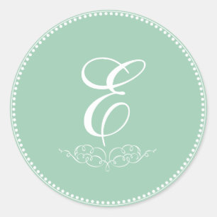 PixDezine DIY monogram+färg/antika scrollsar Runt Klistermärke